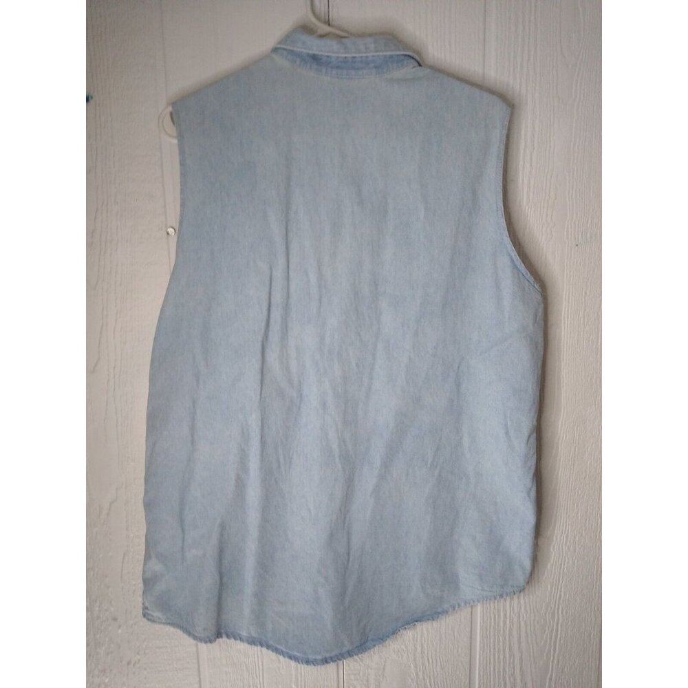 Easy Riders Springfield Missouri Motorcycle Womens XL Denim Sleeveless Button Up - Picture 4 of 5